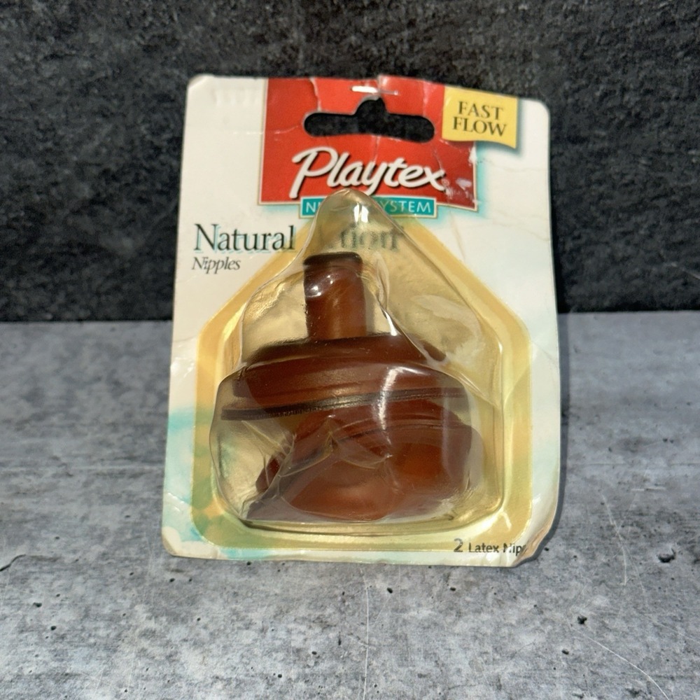 Vintage Playtex Natural Action Flat Top Latex Baby Bottle Nipples Fast Flow  (H)